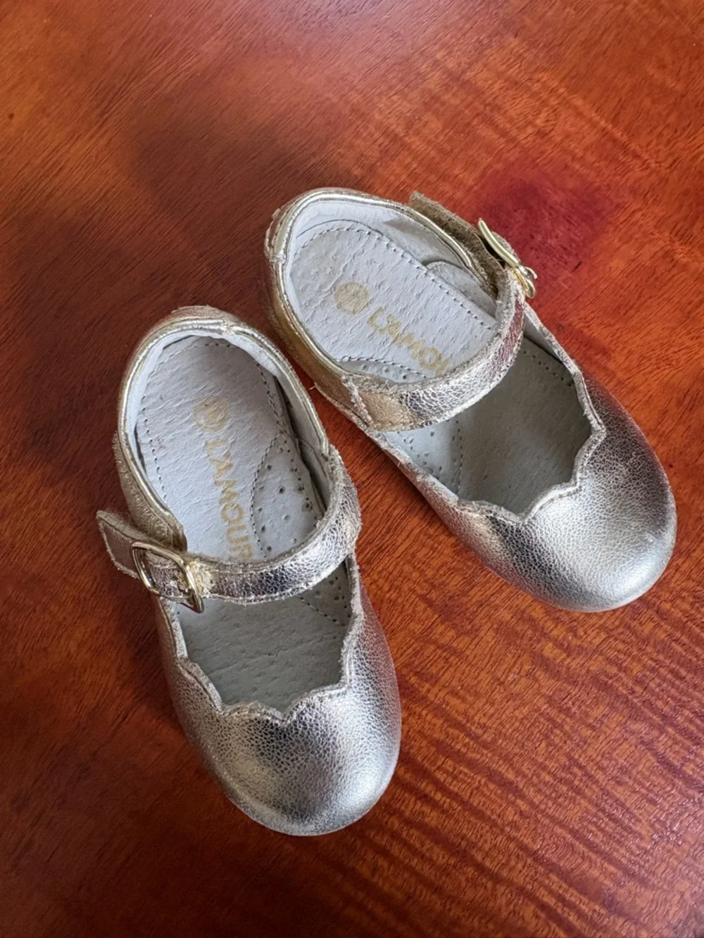 Kids Gold Mary Jane Shoes - Classic Buckle Strap